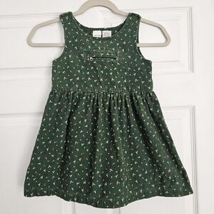 Vintage CHEROKEE Corduroy Green Dress Toddler 5t Front Pocket with zipper